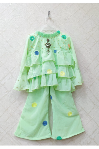 All Over Embroidery Butta And Beads Work Kids Dress (NK3)